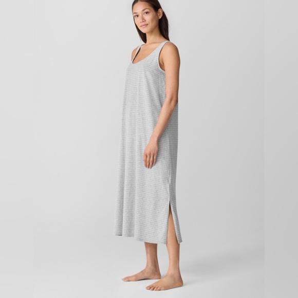 NWT Eileen Fisher Striped Organic Cotton Jersey Tank Sleep Dress, Small - Picture 8 of 8